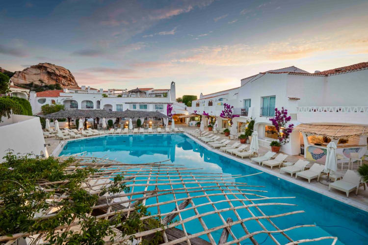 Hotel pool sunset